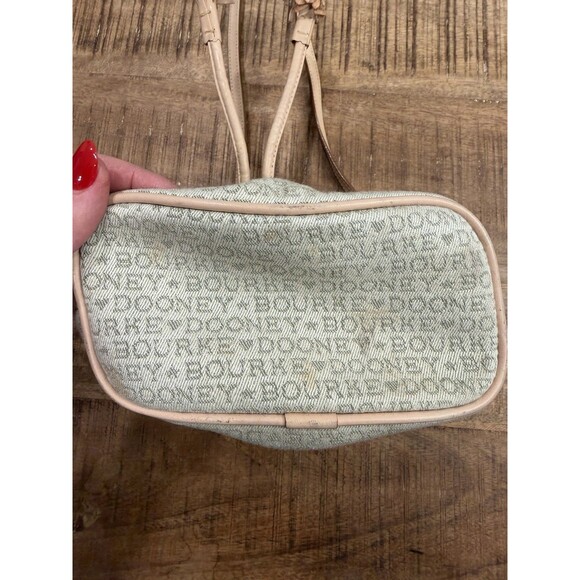 Dooney Bourke Vintage Monogram Leather Canvas Drawstring Bucket Bag Made In USA - Picture 12 of 15